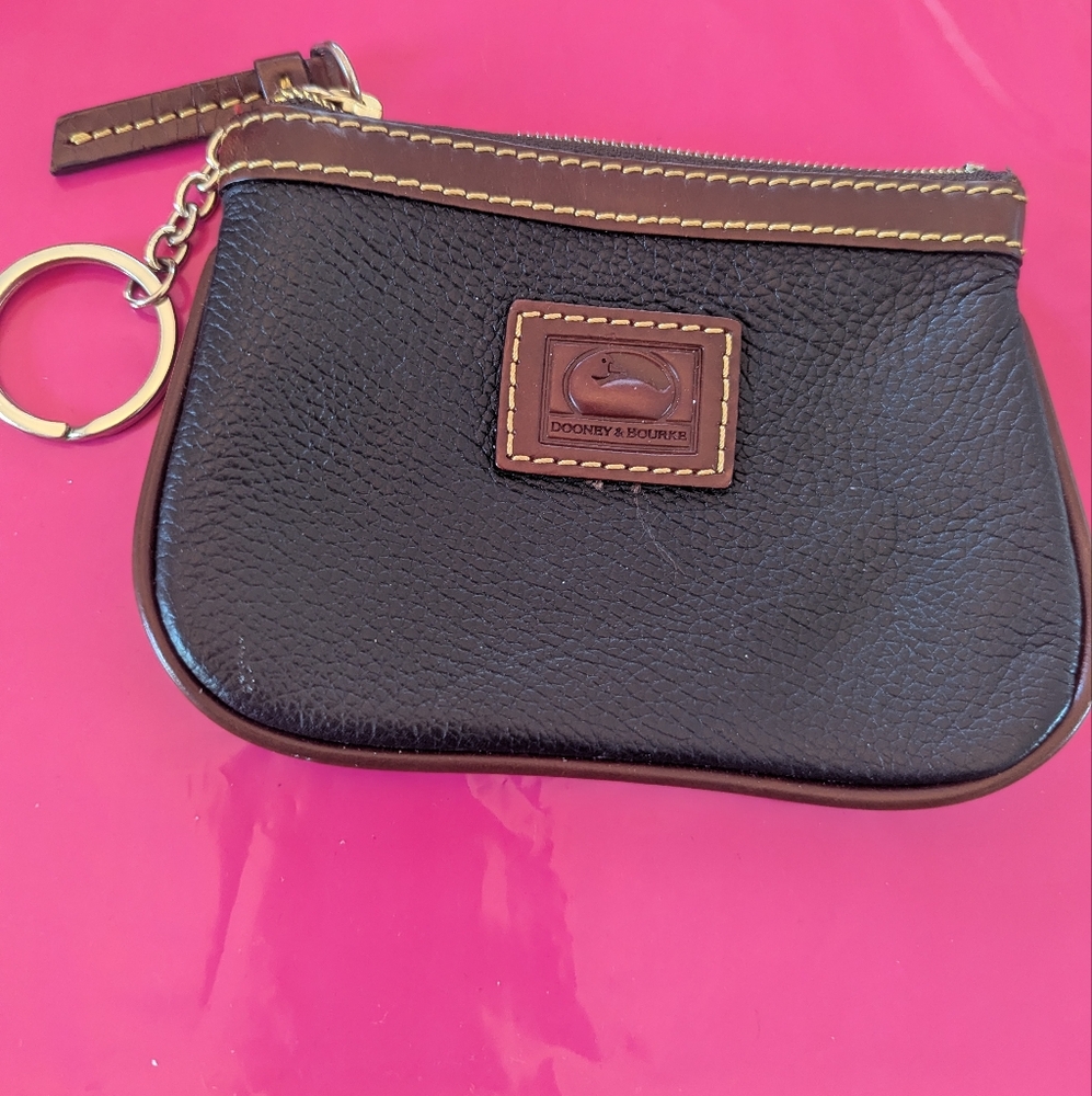 Dooney & Bourke Vintage Black and Brown Leather Coin Pouch/ Wristlet